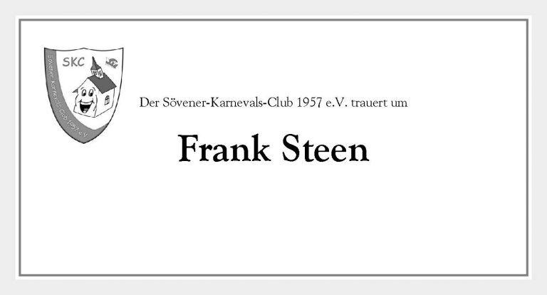 Nachruf Frank Steen